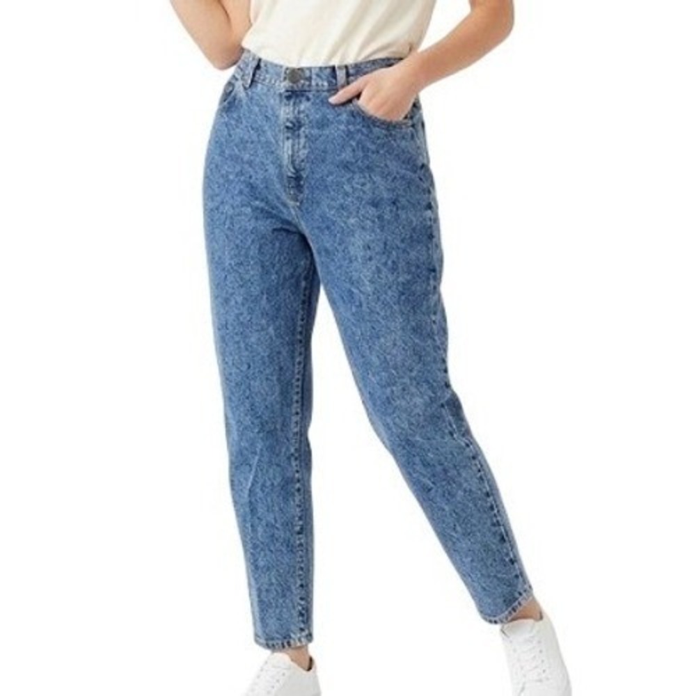 Lee Mom Jeans Womens 20M Blue Acid Wash High Waisted Tapered Leg Made in USA 90s